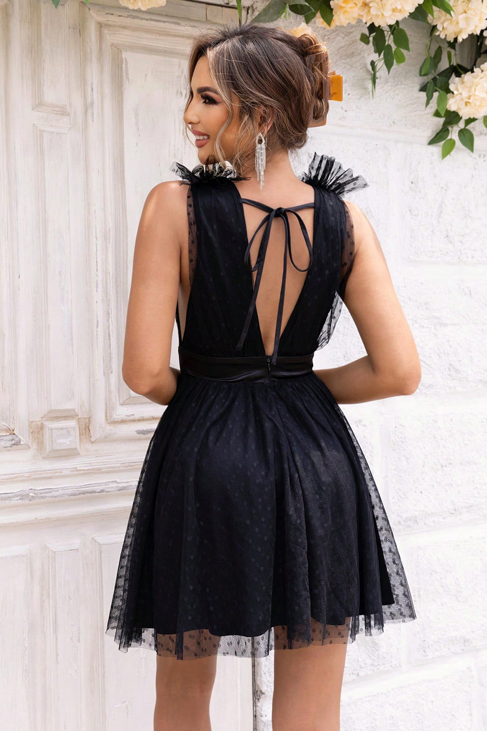 Open Back Sleeveless Mesh Dress